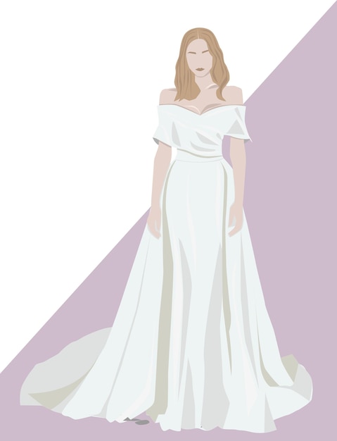 Young woman in wedding dress. vector illustration
