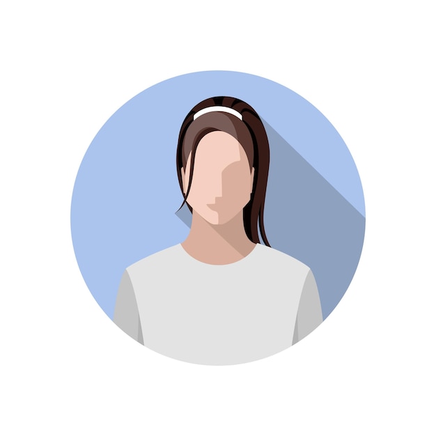 A young woman in a white tshirt a color portrait in a flat style in a circle a badge a badge