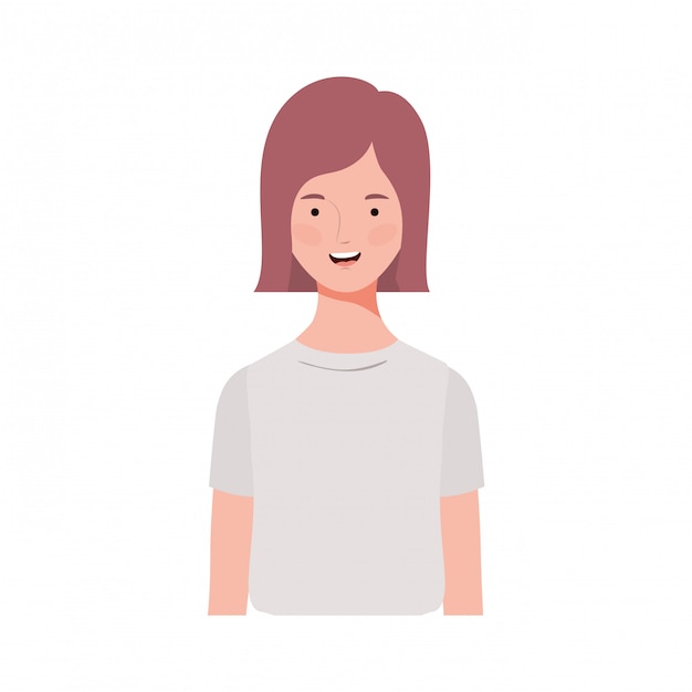 Vector young woman on white