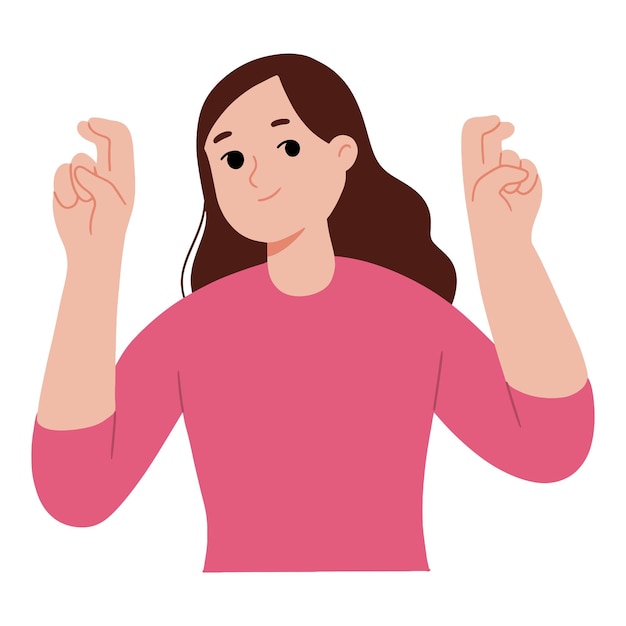 Vector young woman with air quotes hand gesture