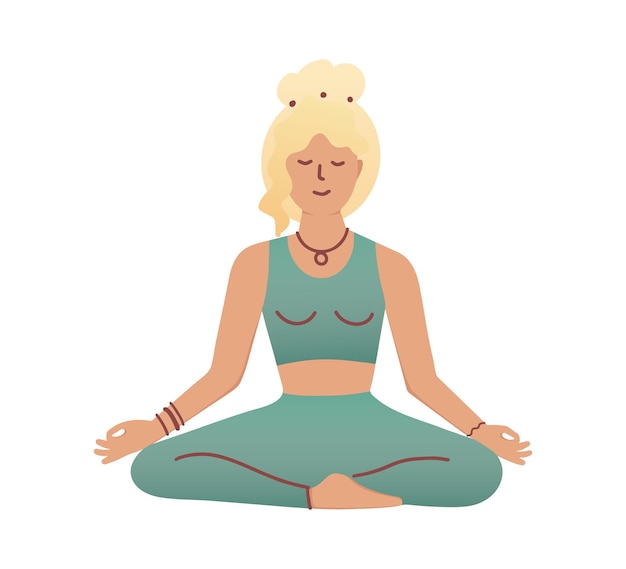 Young woman with closed eyes sitting and meditating
