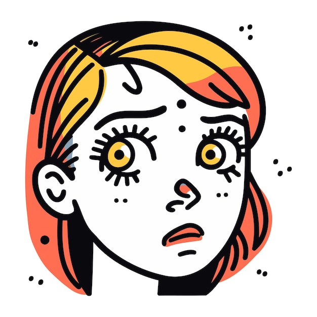 Vector young woman with freckles vector illustration in cartoon comic style