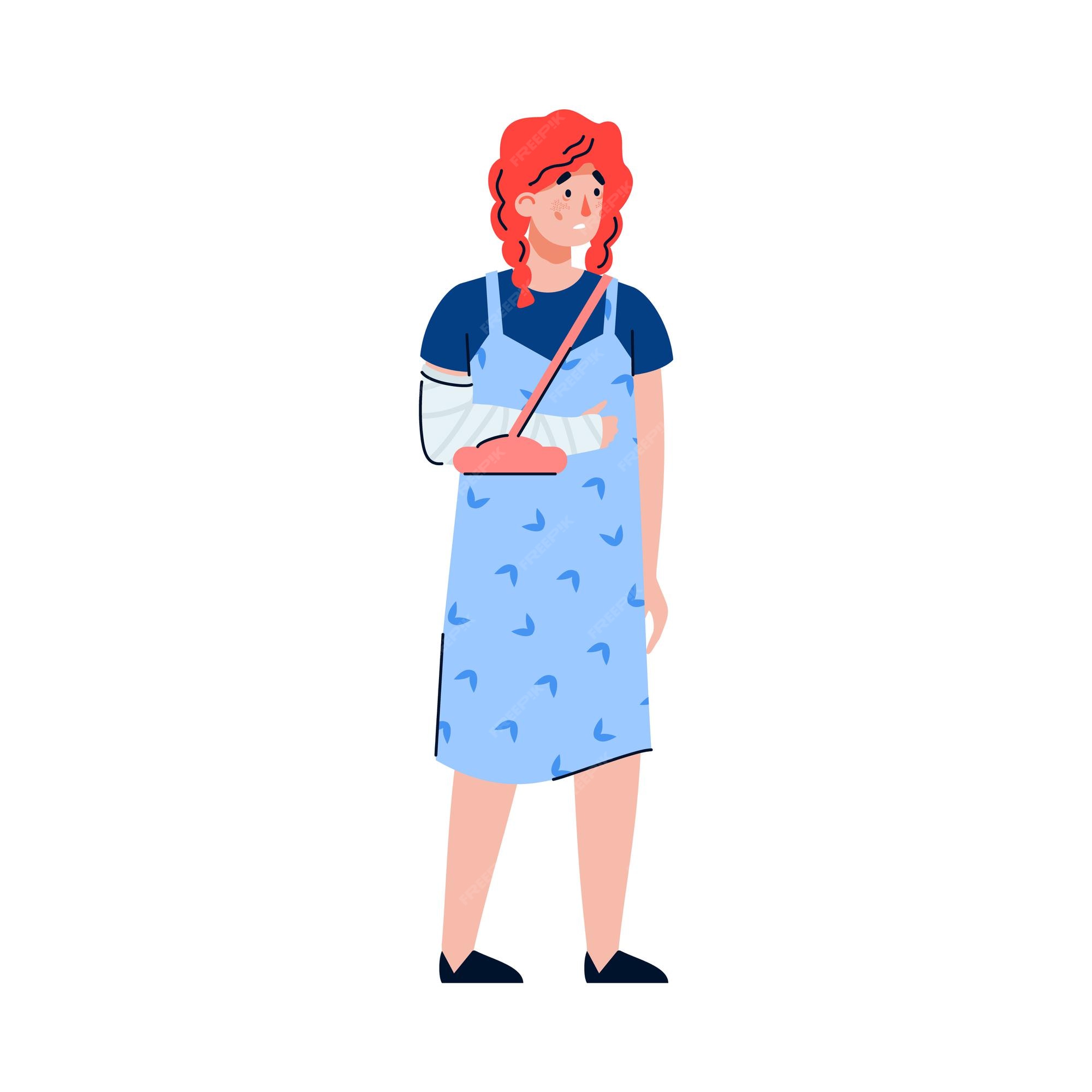 Premium Vector | A young woman with a hand injury is in pain. sad girl with a broken bandaged arm. flat cartoon vector illustration isolated on a white background. Premium Vector | A young woman with a hand injury is in pain. sad girl with a broken bandaged arm. flat cartoon vector illustration isolated on a white background.