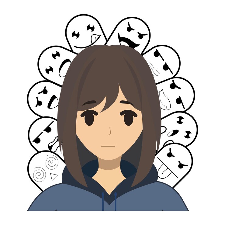 Vector a young woman with her expression vector image