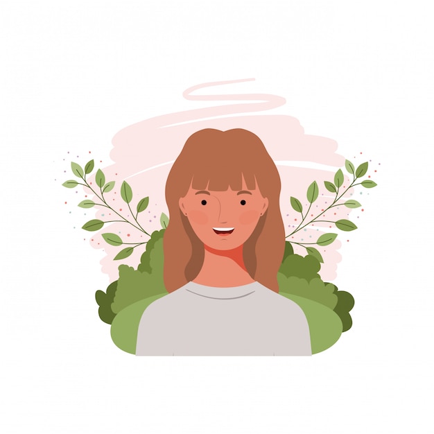 Vector young woman with landscape