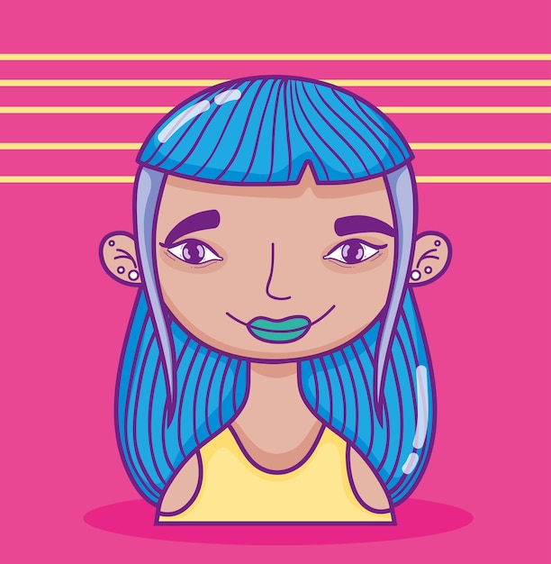 Vector young woman with modern hairstyle and accesories vector illustration graphic design