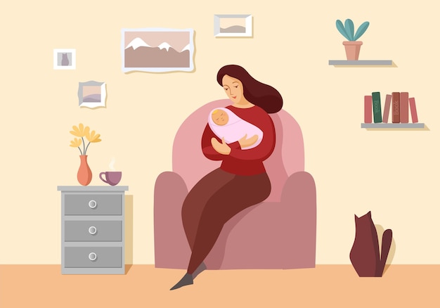 Young woman with a newborn