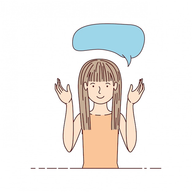 Young woman with speech bubble avatar character