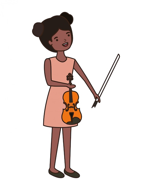 Vector young woman with violin character