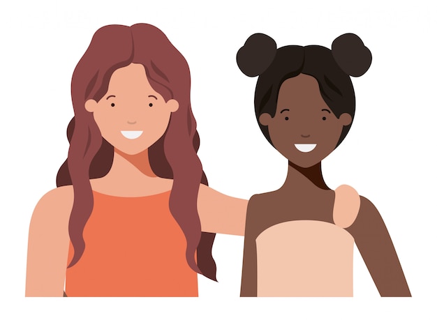 Vector young women avatar character