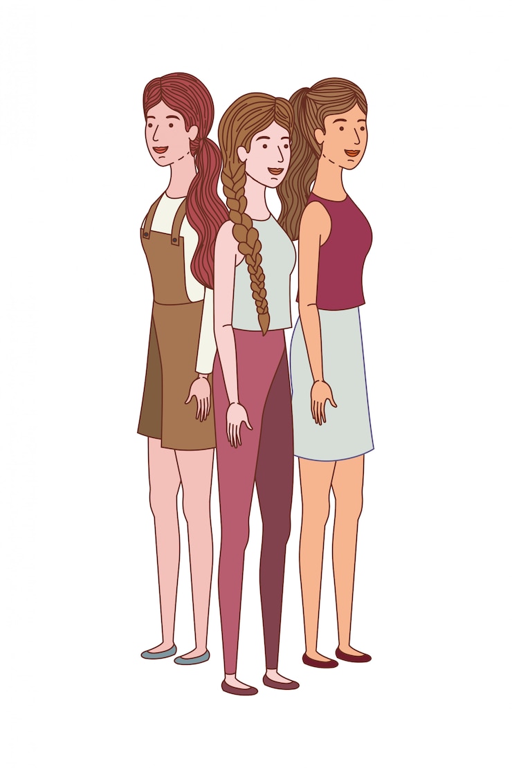 Vector young women standing avatar character