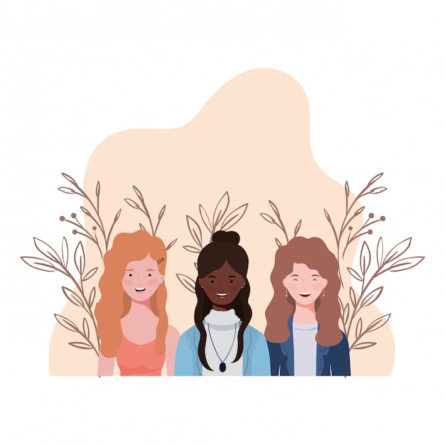 Vector young women with landscape