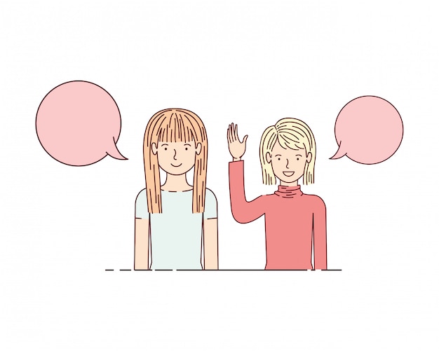 Young women with speech bubble avatar character