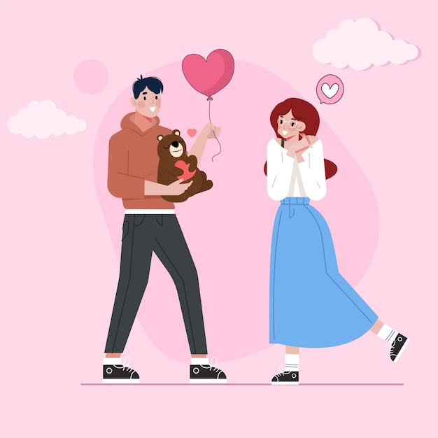 ベクトル youngcoupleloveillustrationhappyillustration