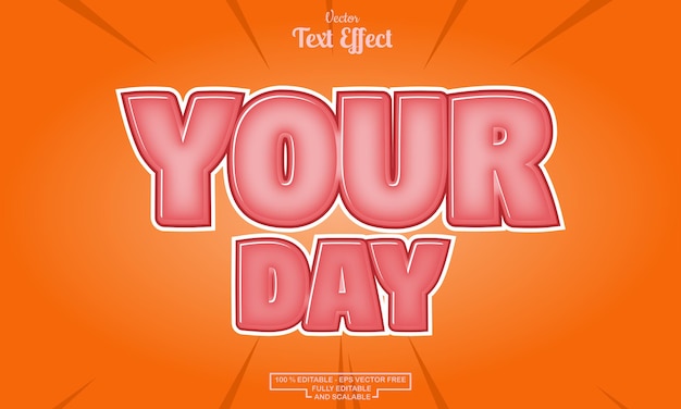 your day modern cartoon editable text effect design