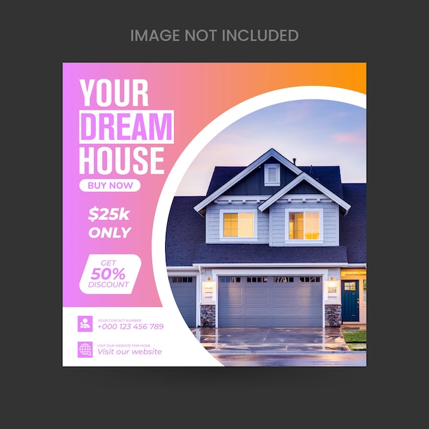 Your dream house social media post use for real estate or home sale social media posts