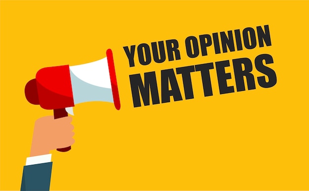 Your opinion matters speech bubble banner. can be used for business, marketing.