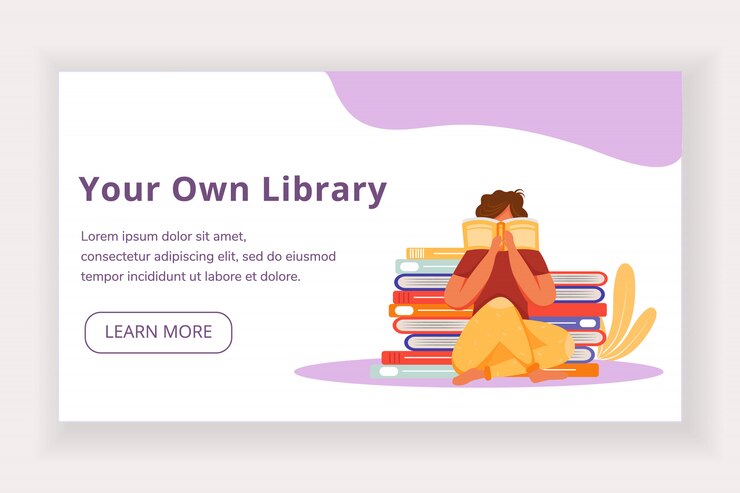 Vector your own library landing page  template.