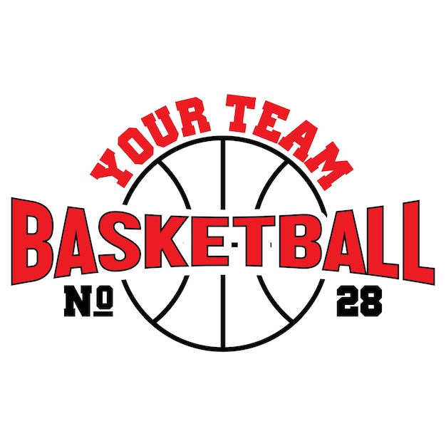 Your Team Basketball no 28 タイポグラフィ ベクター グラフィック Tシャツ