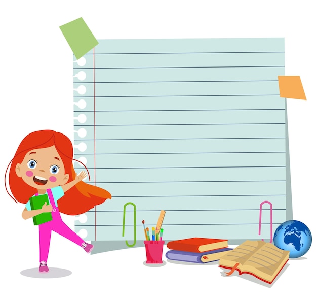 Vector your text here cute kid holding note paper