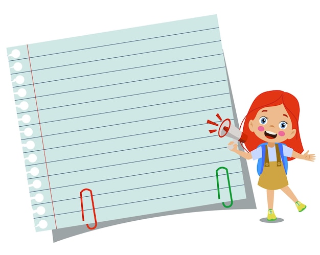 Vector your text here cute kid holding note paper
