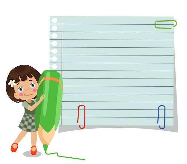 Vector your text here cute kids holding notepad and pen