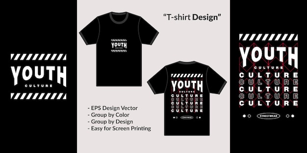 프리미엄 티셔츠 벡터 의류 상품을 위한 청소년 문화 타이포그래피 스트리트웨어 테마 디자인