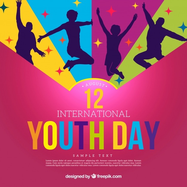 Vector youth day background with silhouettes of people