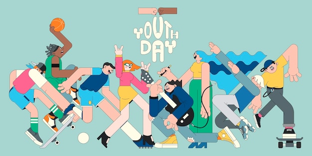 Vector youth day celebration mint green background template vector