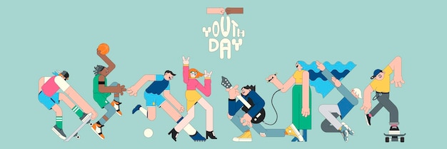 Vector youth day celebration mint green banner template