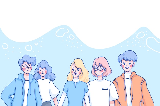 Youth day concept illustration. teenagers are together.