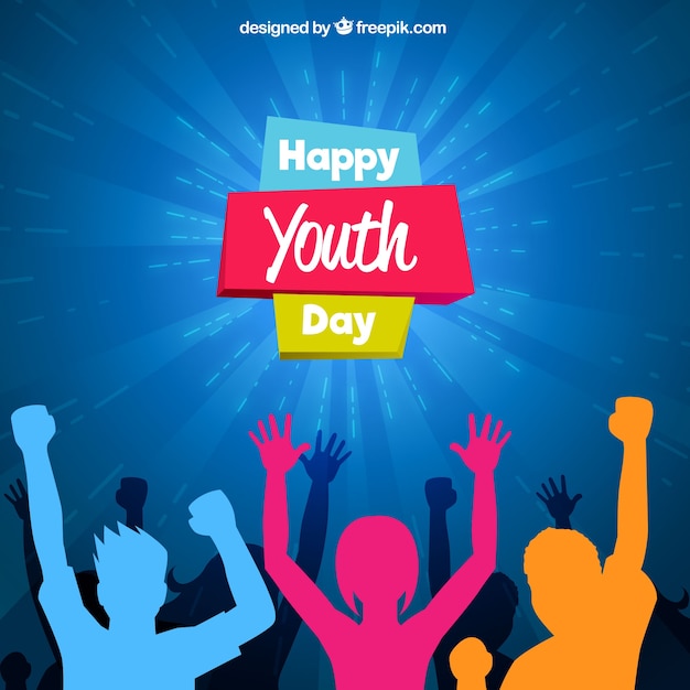 Vector youth day design with colorful silhouettes