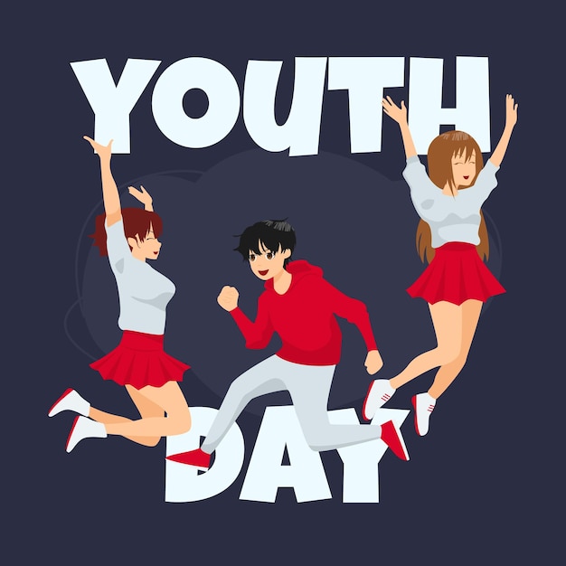 Youth day event with jumping people