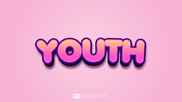 Youth editable 3d text effect font