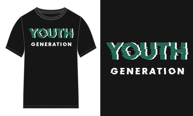 Дизайн футболки Youth Generation Typography Готов к печати
