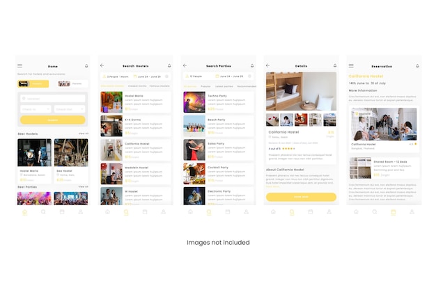 Молодежный хостел и общежития app ui kit