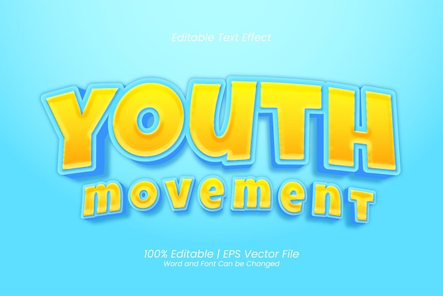 Youth movement tittle editable text effect cartoon kids funny style