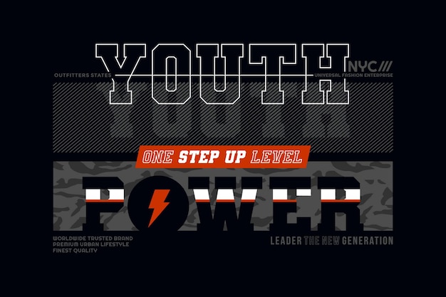 Youth power typography slogan apparels abstract design vector print illustration