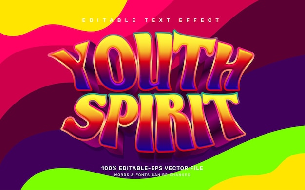 Youth spirit groovy quote editable text effect template