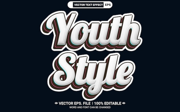 Vector youth style editable 3d sticker vector text effect