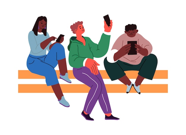 Youth taking selfie photos and browsing in web