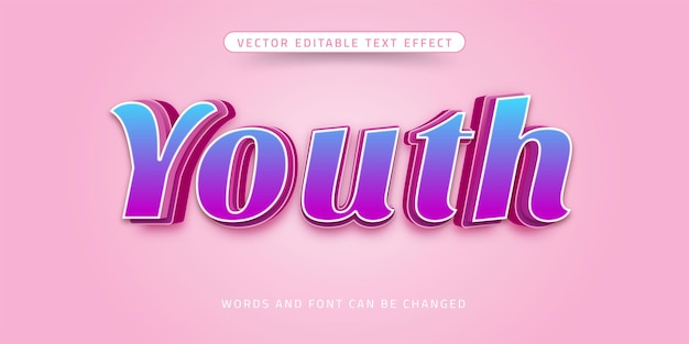 Youth text 3d style editable text effect