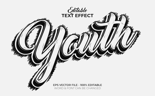 Vector youth text effect cartoon style. editable text effect.