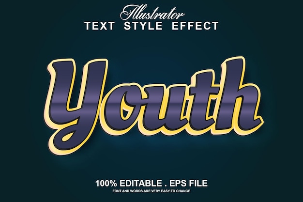 Vector youth text effect editable