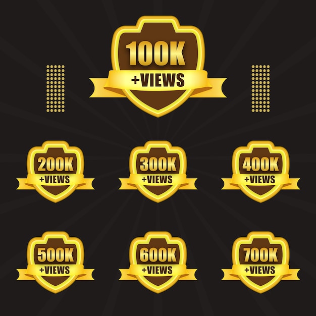 Youtube 100k Views Celebration Banner, 100k To 700k Views Badge, 100k To 700k Banner Set.