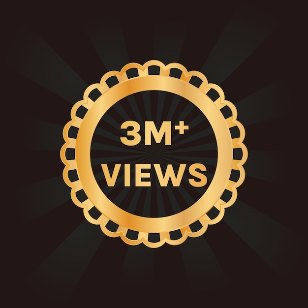 Youtube 3 million views celebration banner design, 3m plus views badge