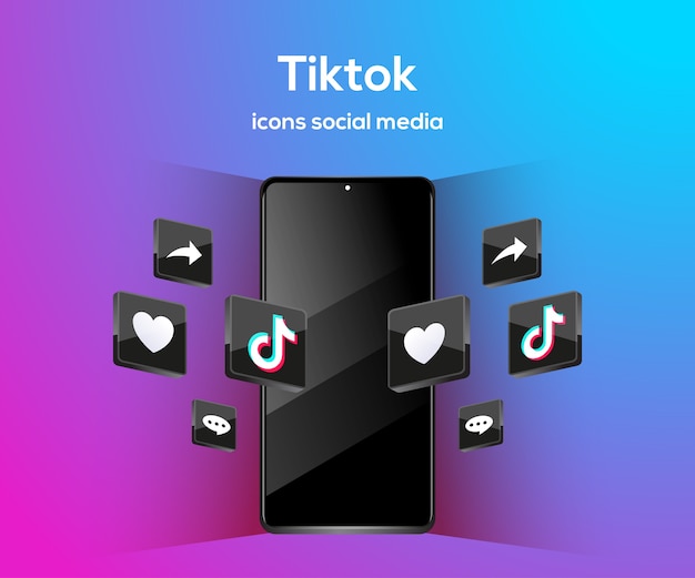 Vector youtube 3d social media icons with smartphone symbol