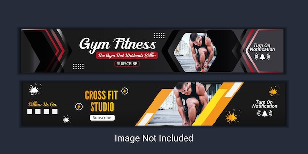 Vettore youtube banner design per palestra e fitness