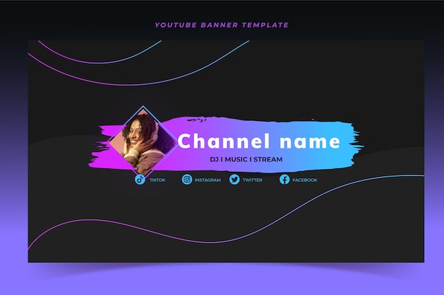 Vector youtube-banner met verloopmedia