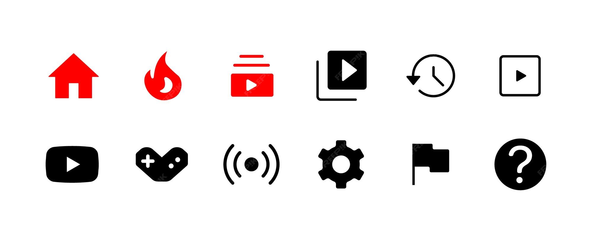 Premium Vector | Youtube buttons set of icons editorial collection of ...